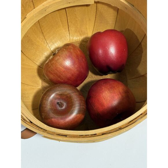 Farmhouse Autumn Wood Basket Leather Handles, Fall, Apple Container Organization - Picture 11 of 11